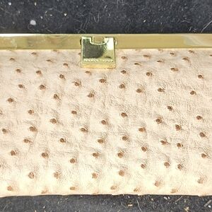Elegant IVANKA TRUMP Tan Clutch with Gold Accents